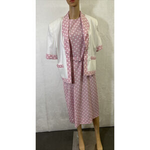 Vtg Mountain Home Chicago Professional Secretary Polka Dot Dress Jacket Belt 10